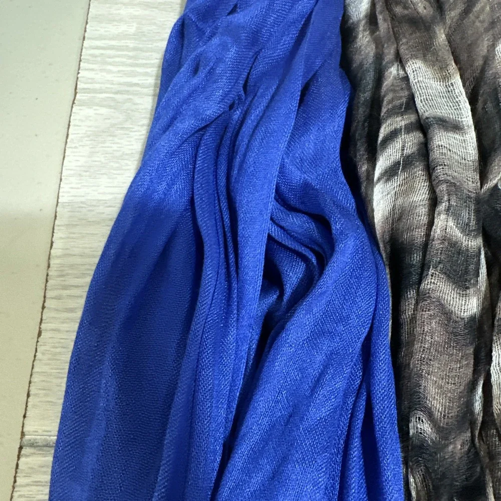 Lot of 7 Assorted Scarves w/ Tree Scarf Hanger Variety of Styles‎ & Fabrics
